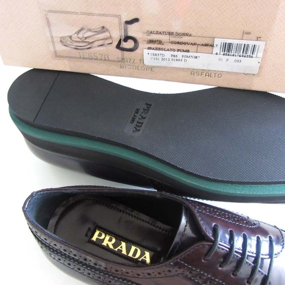 new PRADA brogue wing-tip platform oxfords 37 / 7 - Picture 5 of 8